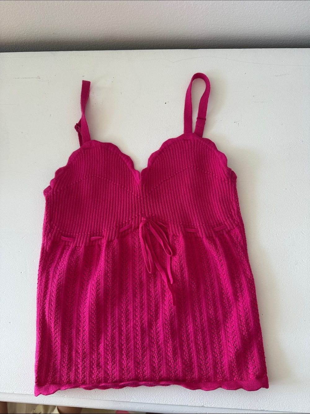 Wilfred Fuchsia Knit Cami with Scalloped Neckline